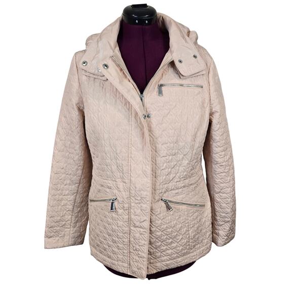 Women's BCBGeneration Pale Pink Full Zip Hooded Quilted Jacket | Size Large - Picture 1 of 10